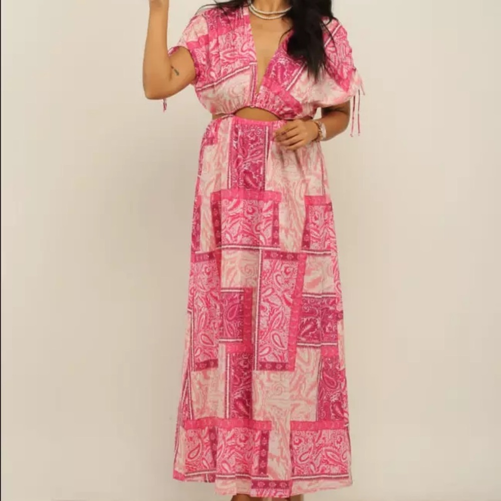 Zara Pink Paisley Patchwork Maxi Dress